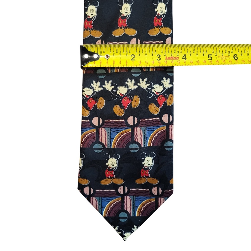 Mickey Unlimited Disney Mickey Mouse Vintage Geometric Necktie Black 80s 90s Tie
